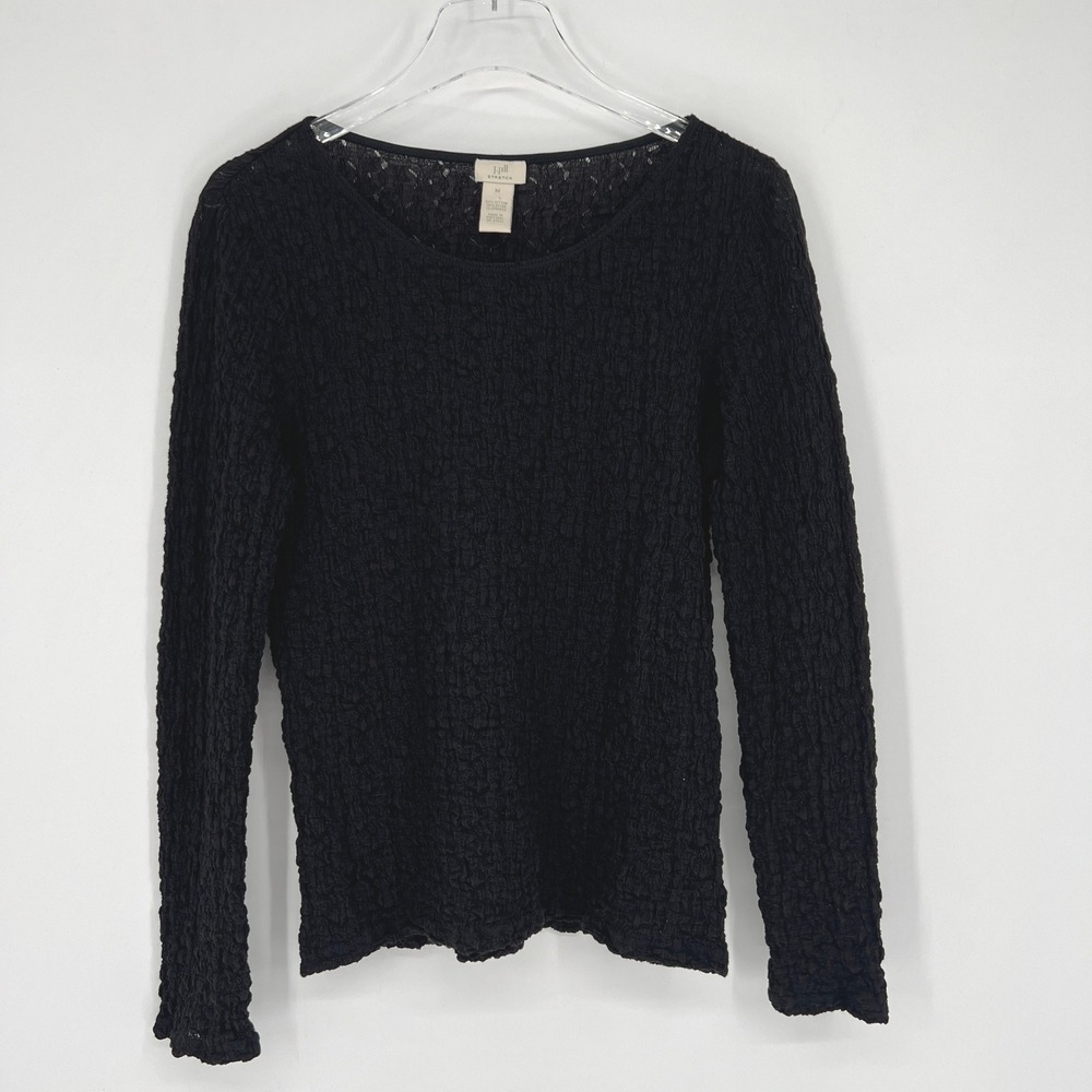 Vtg J.Jill Top Womens M Black Stretch Textured Whimsigoth‎ Y2K Lightweight Sexy